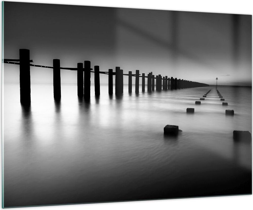 Bilder auf glas - Meer Ufer Ozean Horizont - 100x70cm - Glasbilder - Wandbilder - Kunstdruck - zum Aufhängen bereit - Wanddekoration aus Glas - Gl...