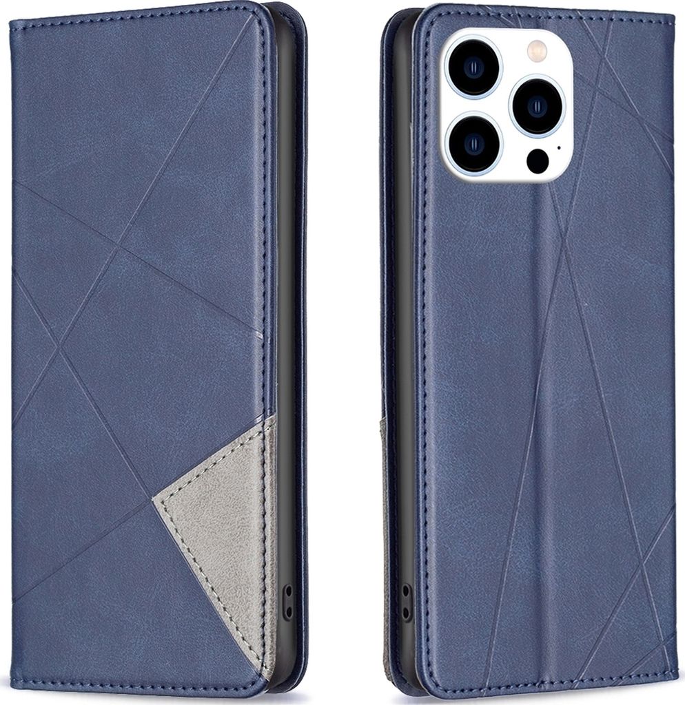 Mobigear Rhombus Slim iPhone 16 Pro Hülle Klapphülle - Blau