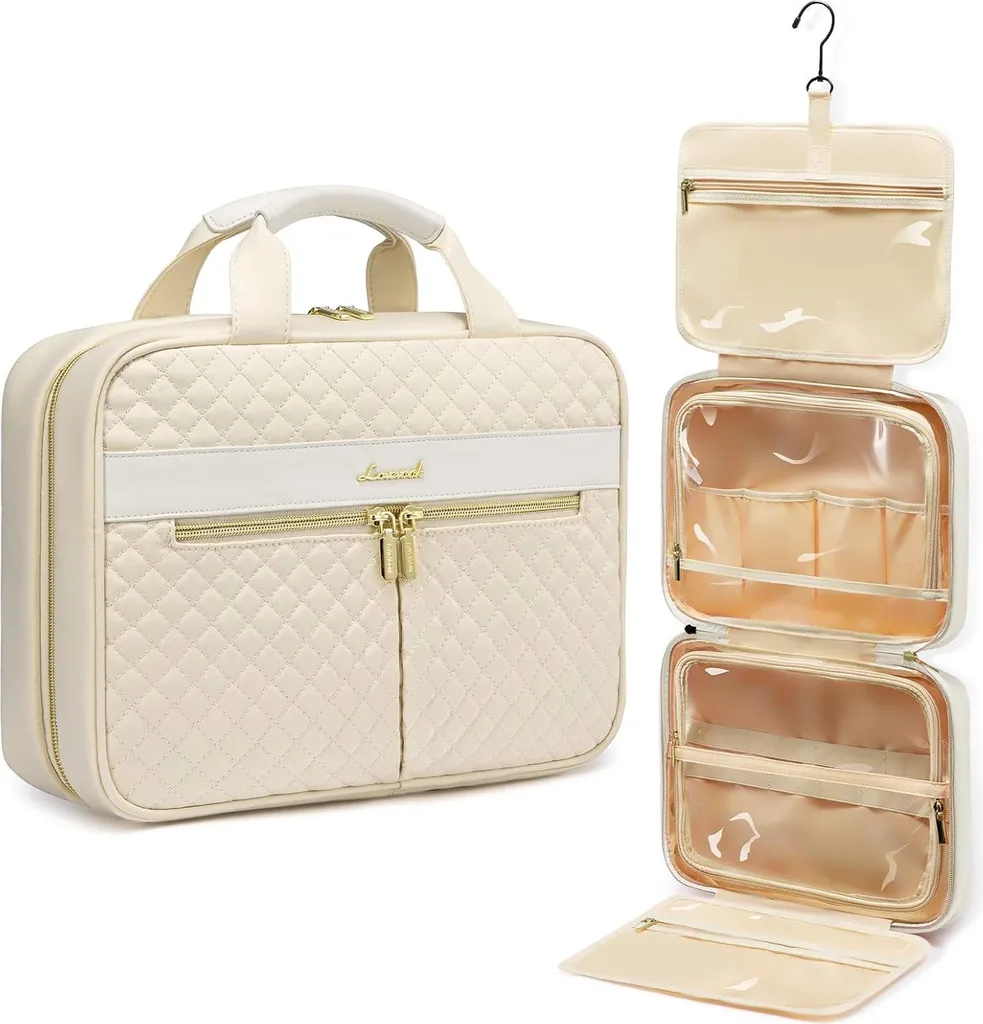 Grande trousse de voyage pour femme beige - Idéal bagage cabine avion