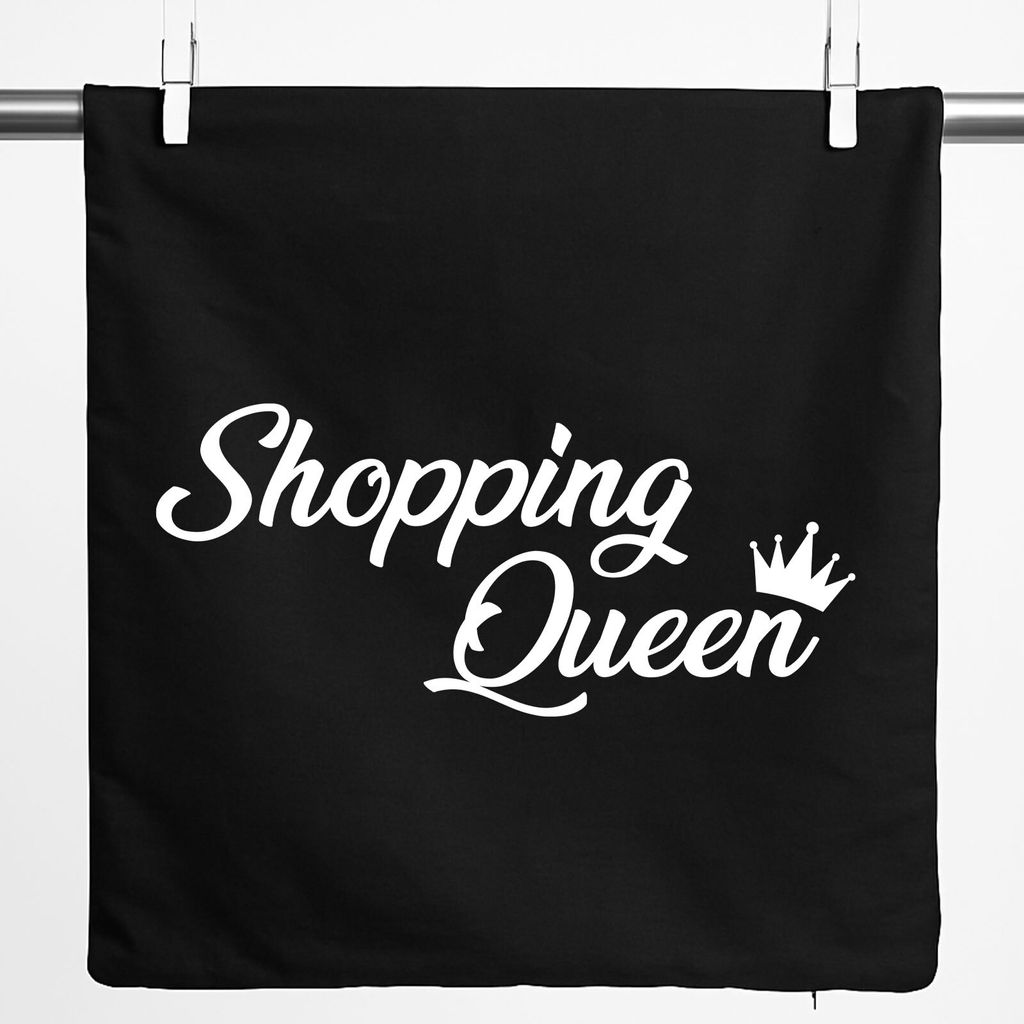 Huuraa Kissenbezug Shopping Queen 40x40cm Black Baumwolle Dekokissenbezug Geschenkidee