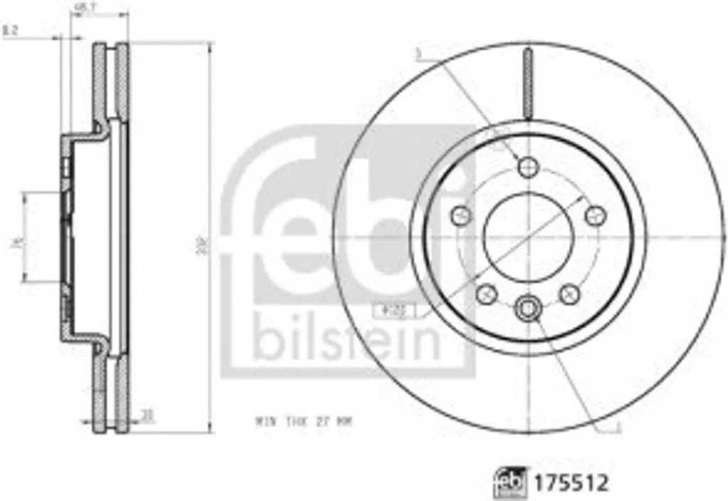 Disque de frein ventilé Febi 175512 haute résistance - OE 2H6615301
