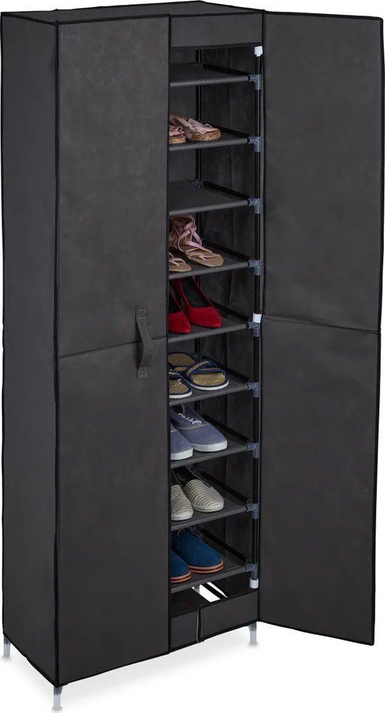 Étagère à chaussures fermée 10 niveaux en tissu pour grand rangement