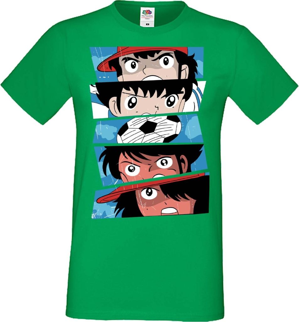 Herren T-Shirt Manga Anime Captain Tsubasa 02 Goal, Man 2XL / Grün