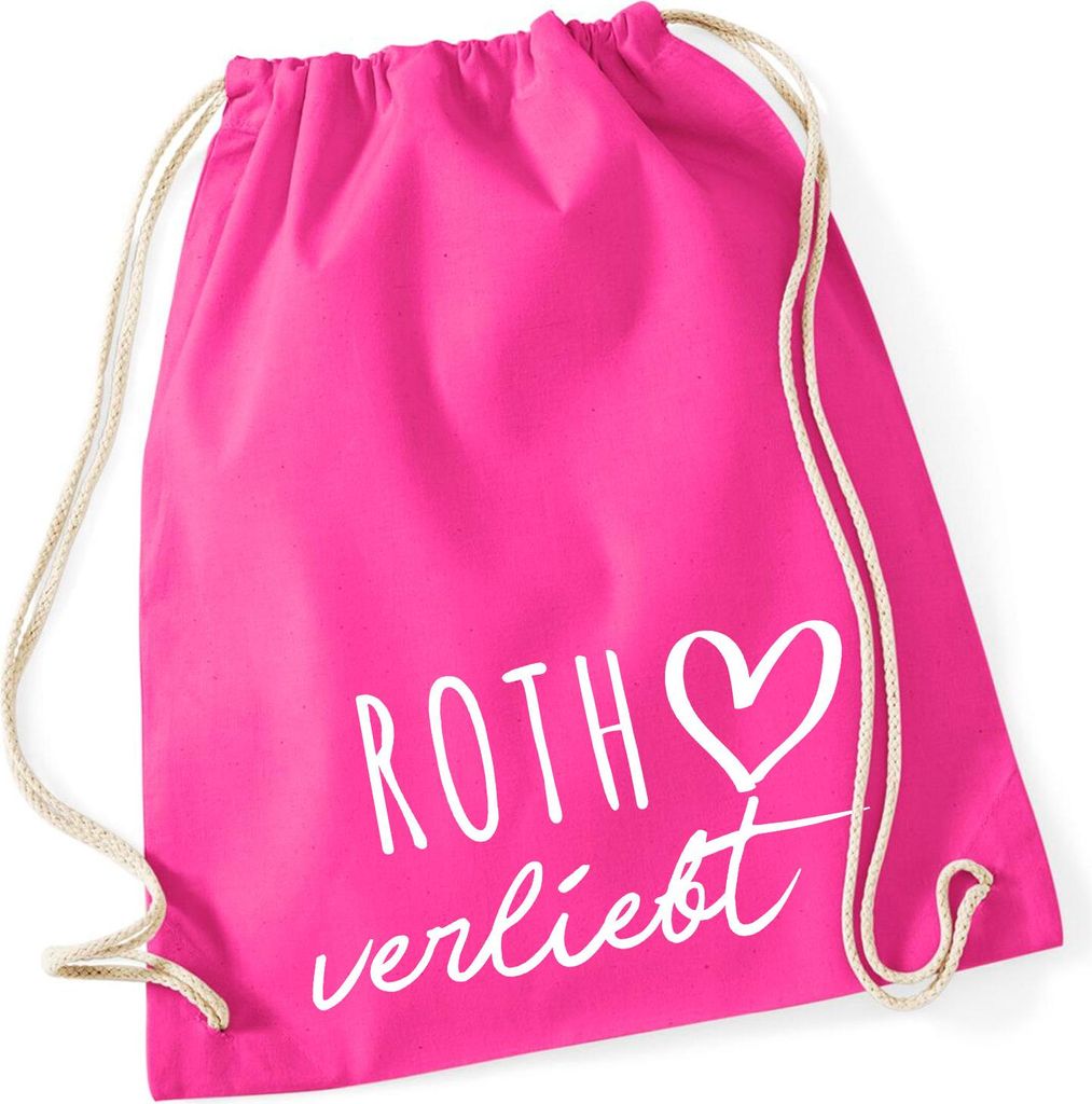 Huuraa Turnbeutel Roth verliebt 12 Liter Fuchsia Baumwolle Rucksack Geschenkidee