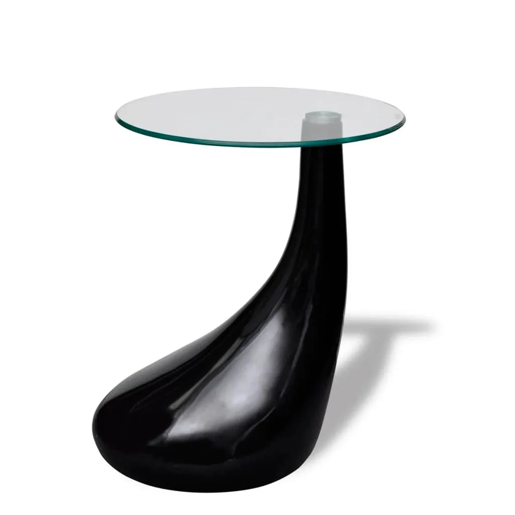 Table basse verre noir brillant anti-rayures facile à nettoyer - Ronde