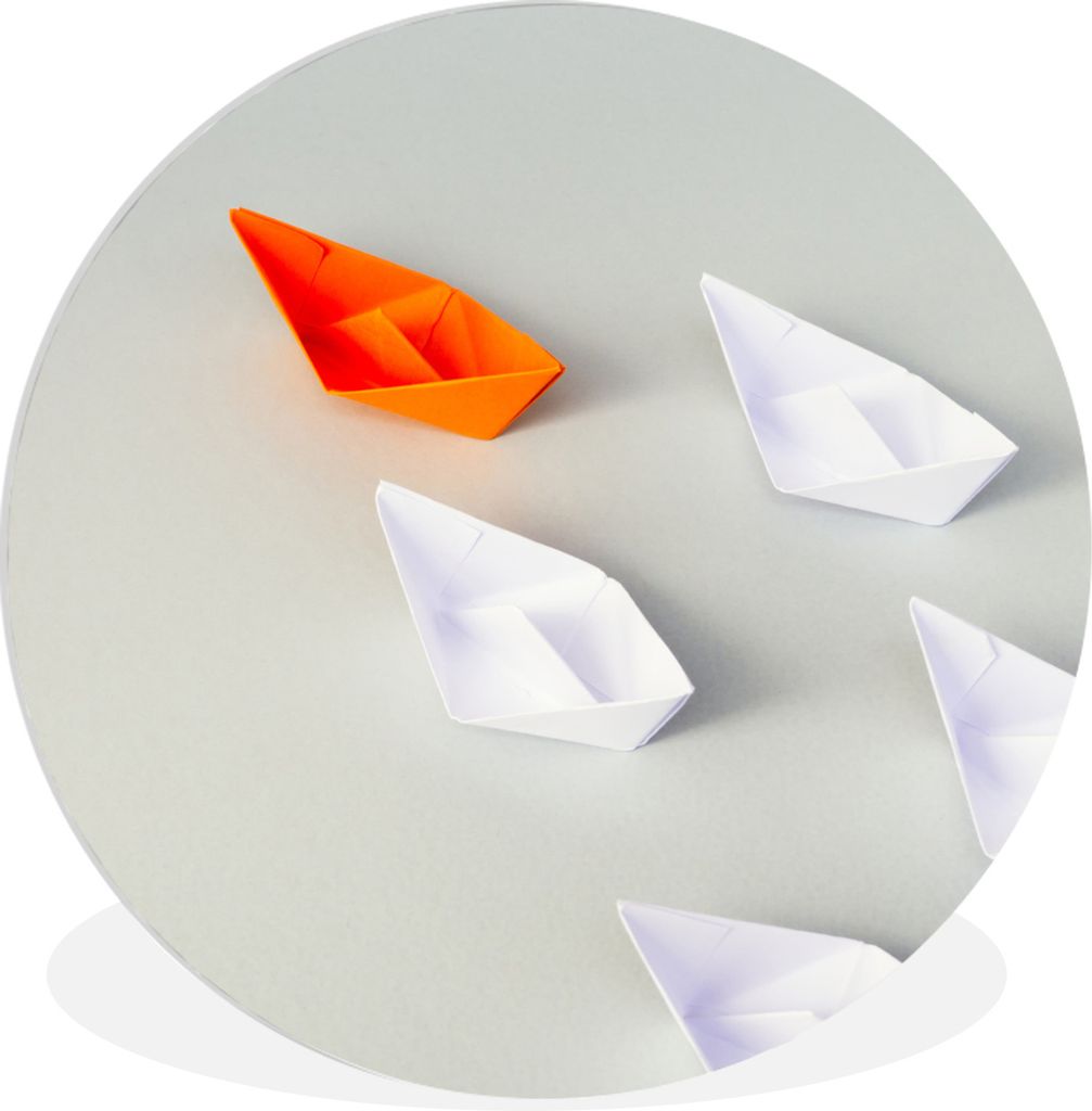 MuchoWow Rundes Wandbild - Runde Bilder Boot - Papier - Orange Ø 30 cm Kreis Wanddekoration Kunststoff - Wandkreis - Wandschmuck - Schlafzimmer ...
