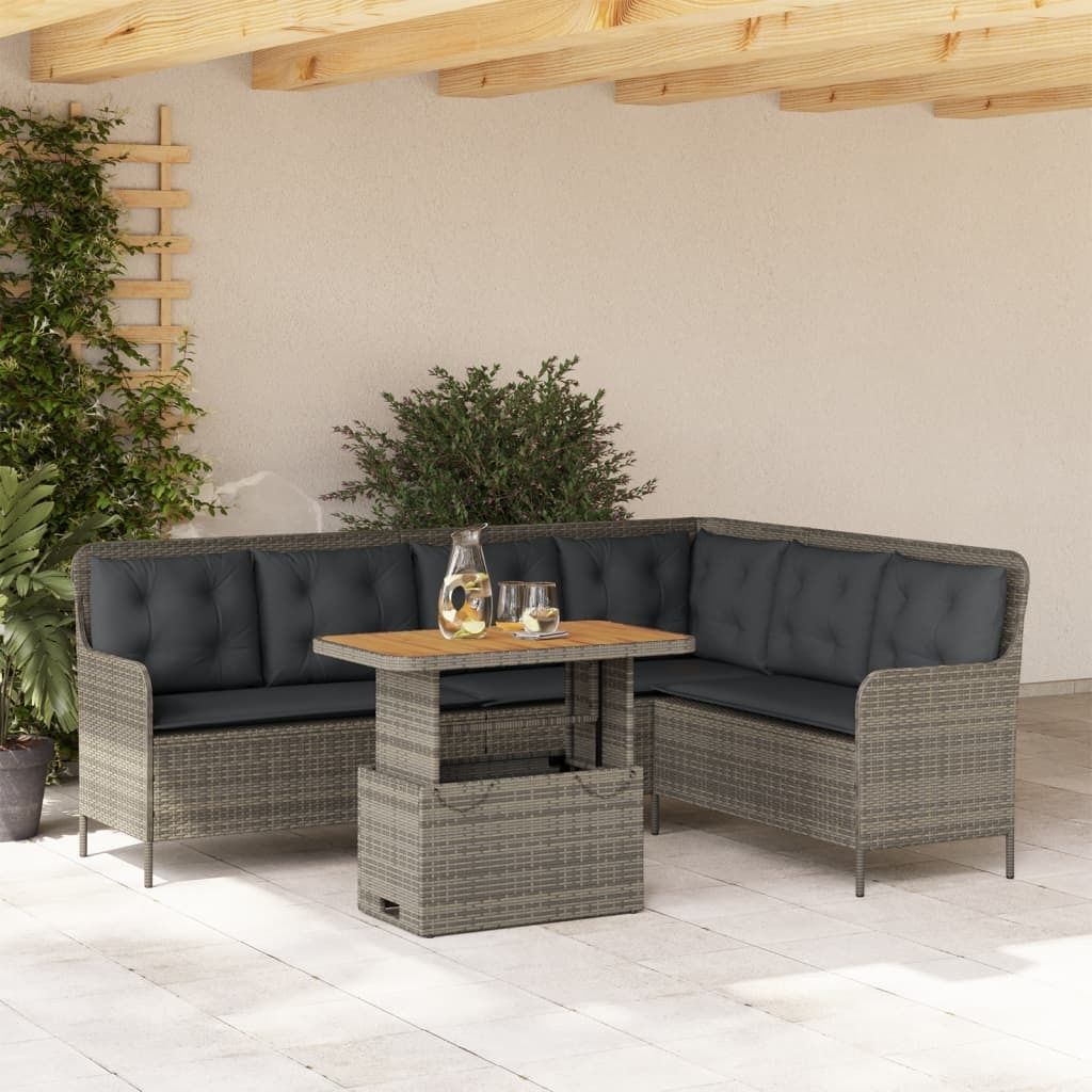 Industrie-Stil 2-tlg. Garten-Sofagarnitur Sofa Set mit Auflagen Poly Rattan Grau Terrassenmöbel2024 cloris