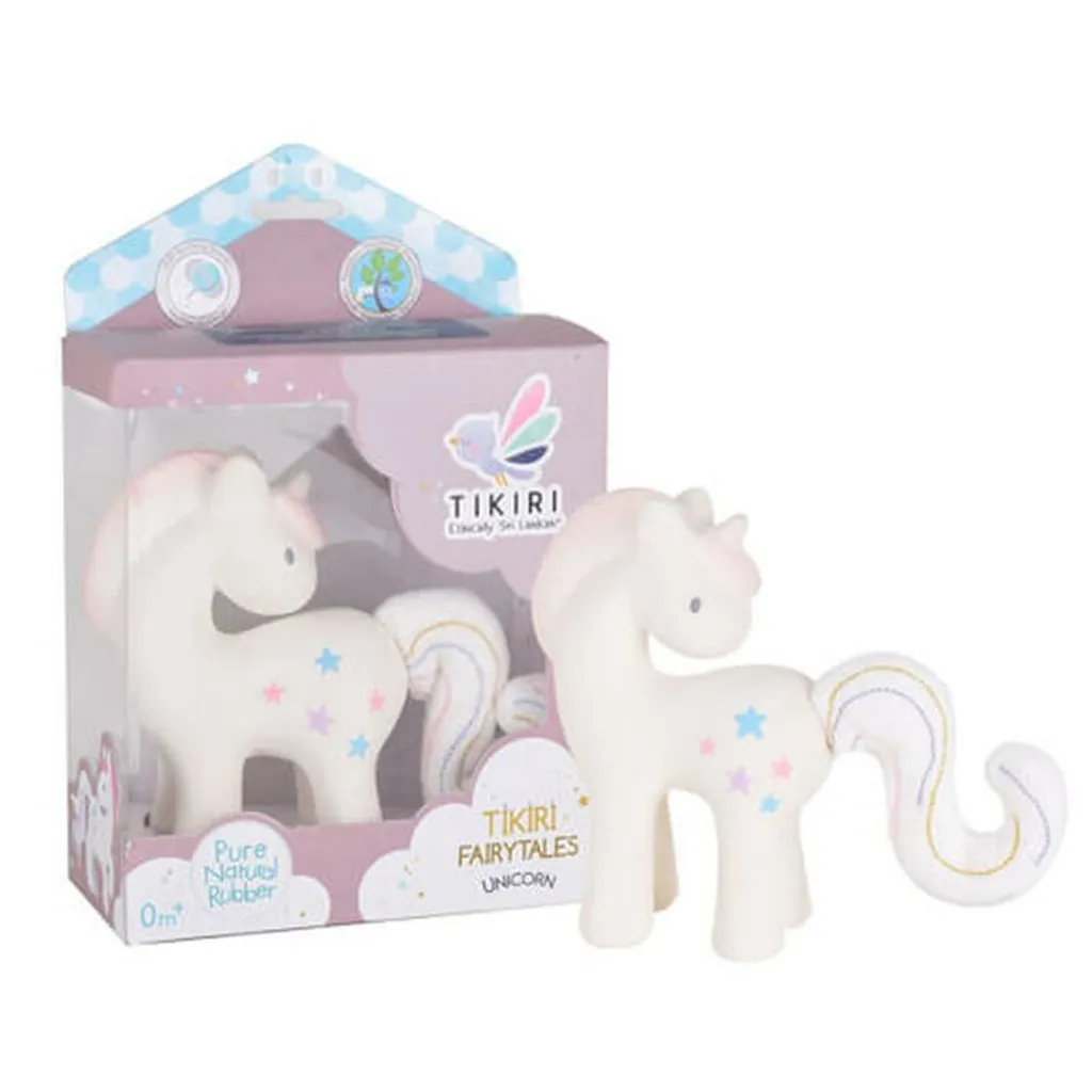 Soulager les gencives de bébé avec le hochet Licorne Tikiri en hévéa