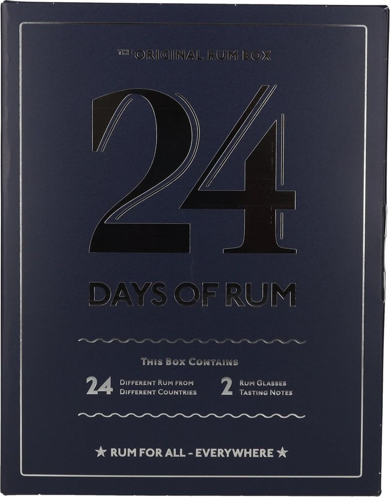 1423 24 DAYS OF RUM The Original Rum Box Blue Edition 42,5% Vol. 24x0,02l in Geschenkbox mit 2 Nosing Gläsern