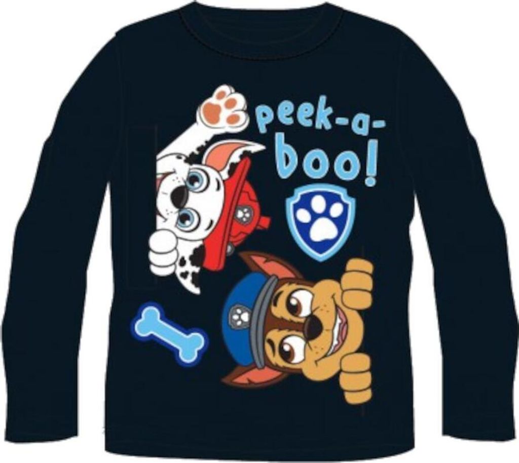 Paw Patrol Langarm-T-Shirt für Jungen - "peek-a-bool", schwarz 110