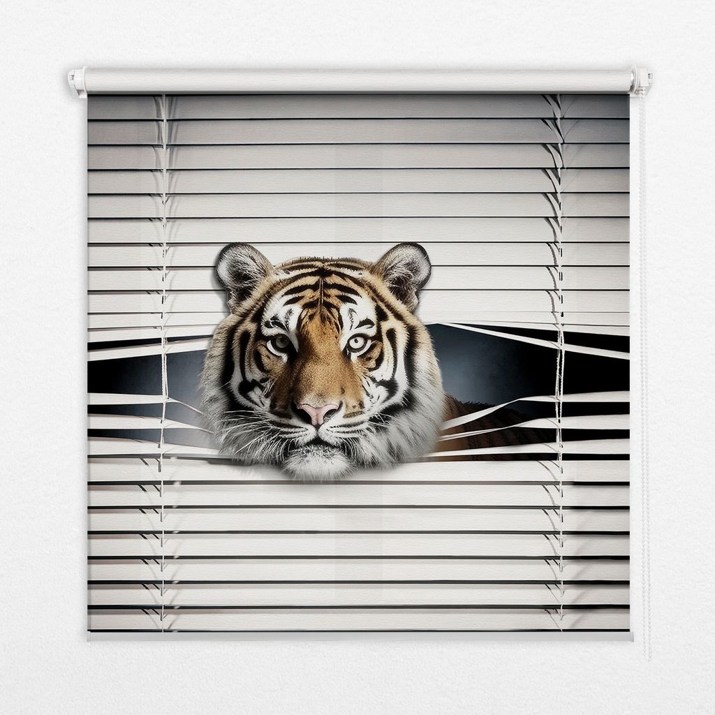 Seitenzug-Rollo Fensterrollo Jalousie - Thermo-Rollo Verdunkelungsrollo - 80x140 cm - Tiger