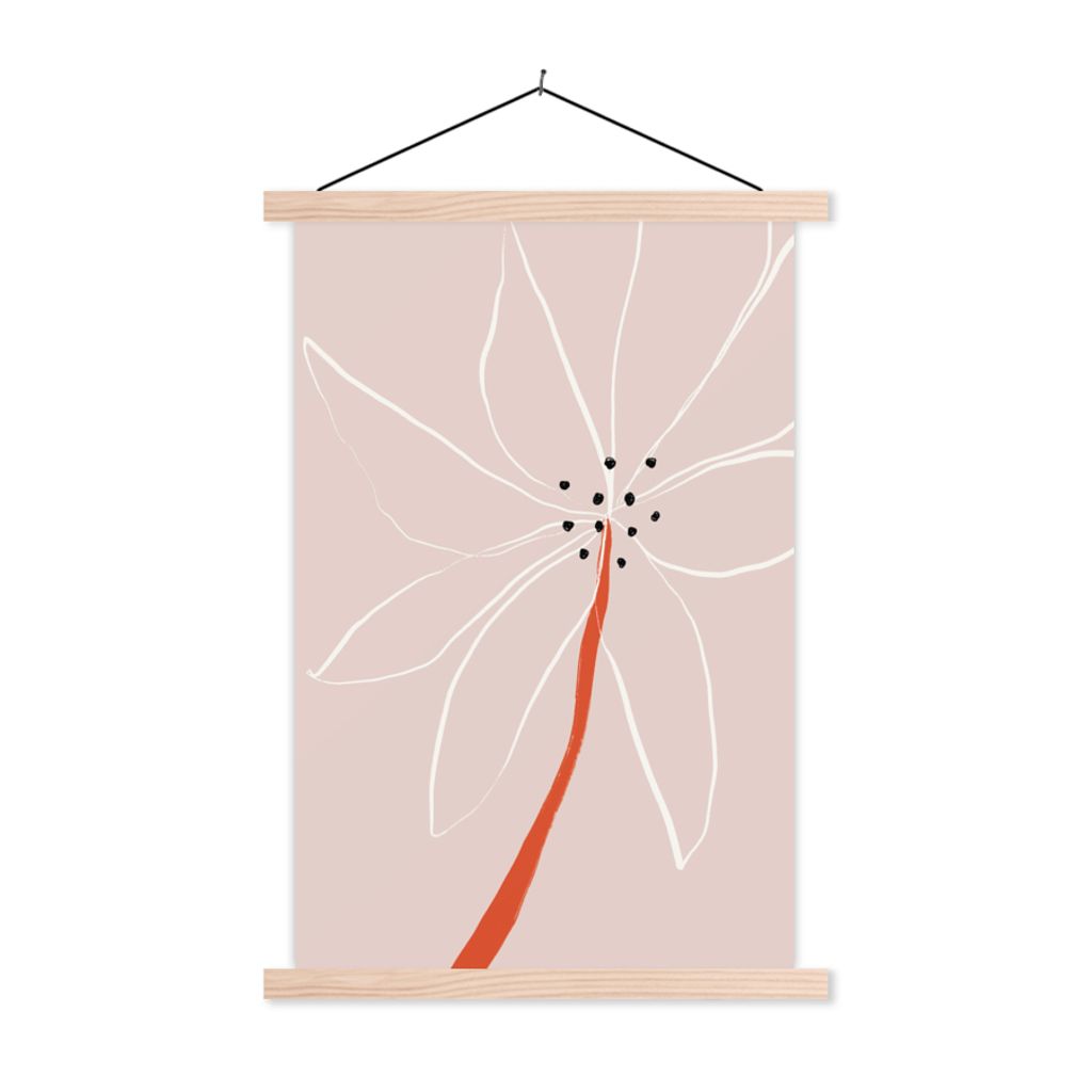 MuchoWow Textilposter Blumen - Abstrakt - Pastell 40x60 cm mit holzfarbenen Rahmen - Poster