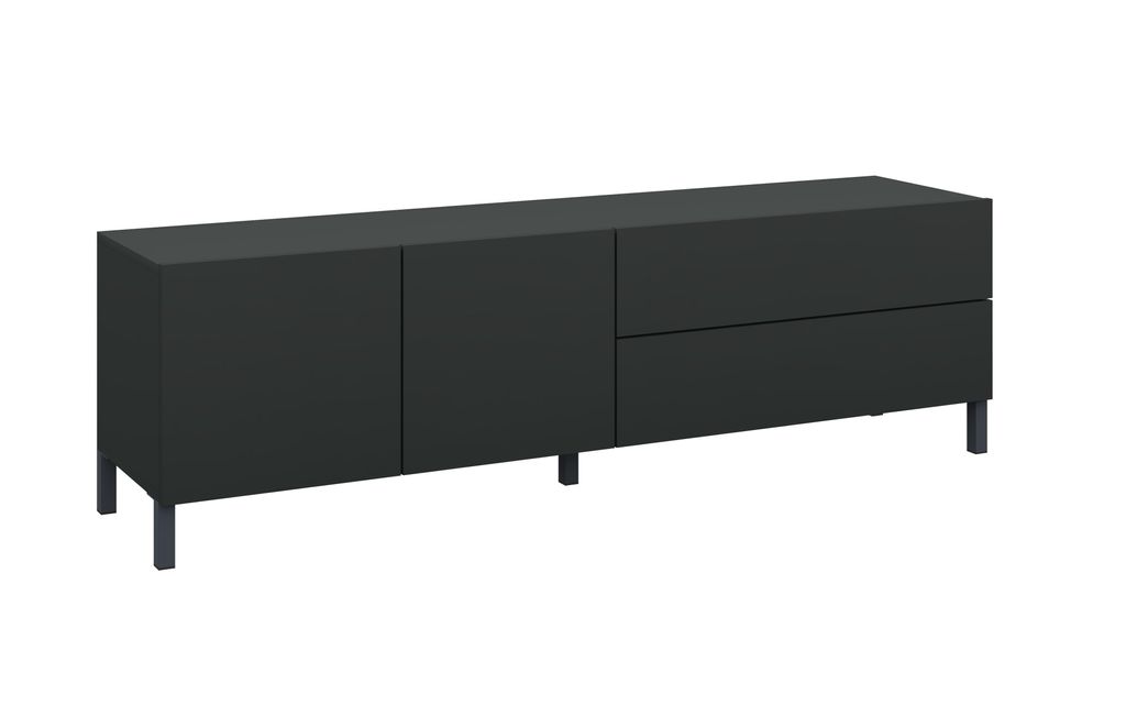 Sophia Lowboard 152 cm mit Metallfüßen schwarz-matt Produktbild 