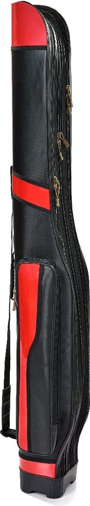 Mistrall Rutenfutteral 150cm Mit 3 Fächern - Robuste Angeltasche Mit Ständer In Rot/Silber