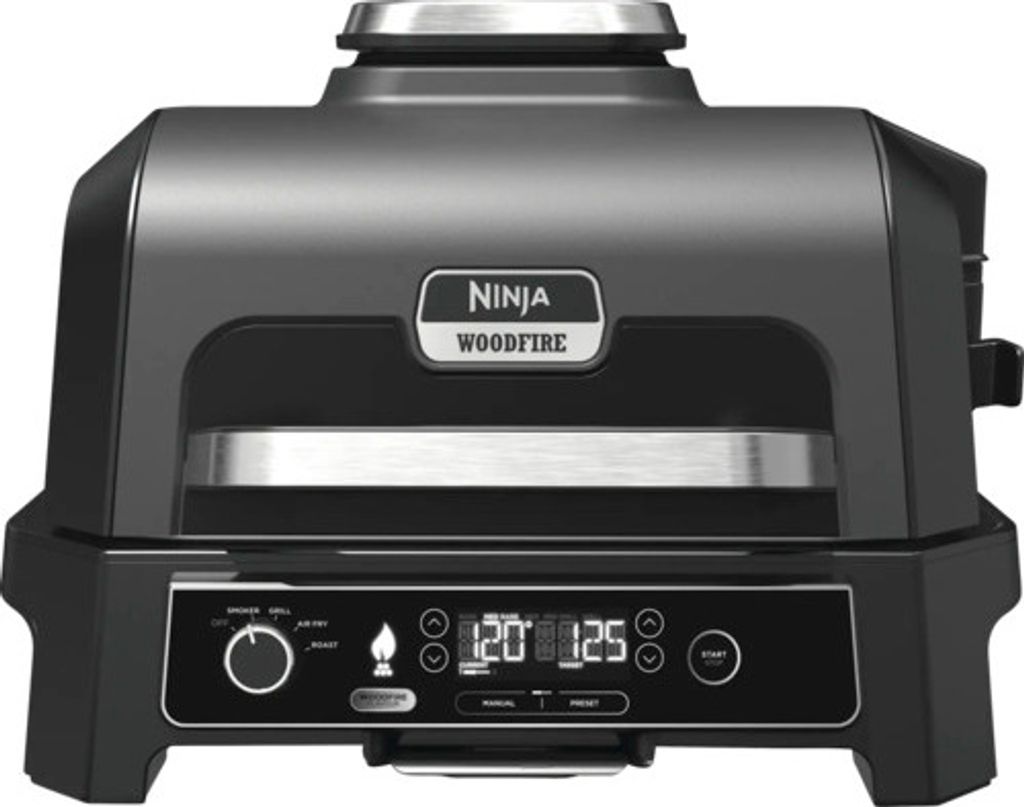 A studio shot of a Ninja Woodfire Pro XL electric grill.