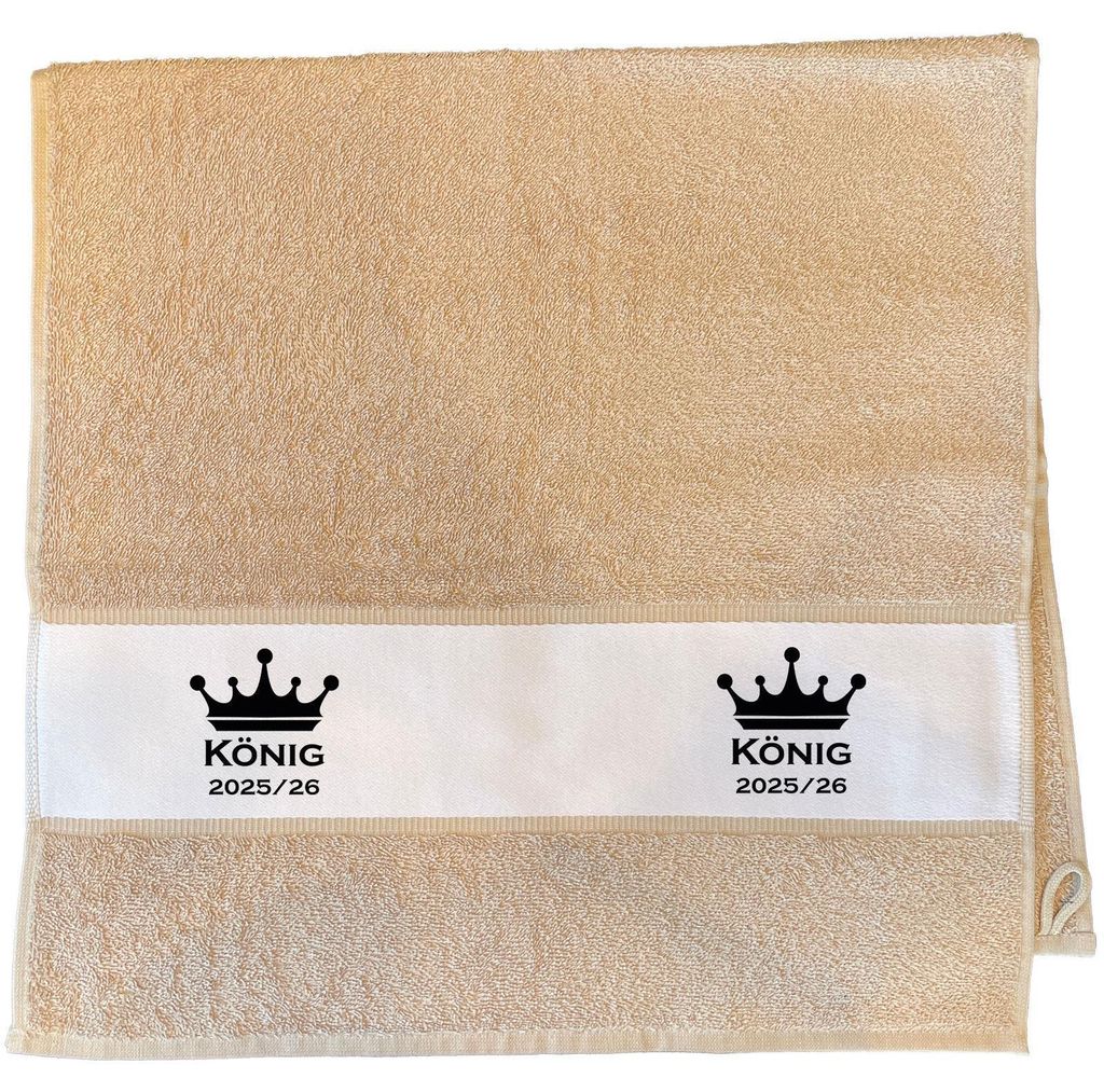 Huuraa Handtuch König 2025/26 Schützenkönig 50x100cm Sand Baumwolle Handtuch Geschenkidee
