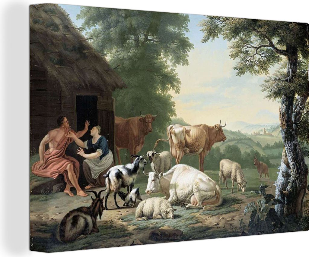 OneMillionCanvasses - Leinwandbilder - 140x90 cm, Arkadische Landschaft mit Hirten und Vieh - Gemälde von Adriaen van de Velde, Wandbilder Kunst...