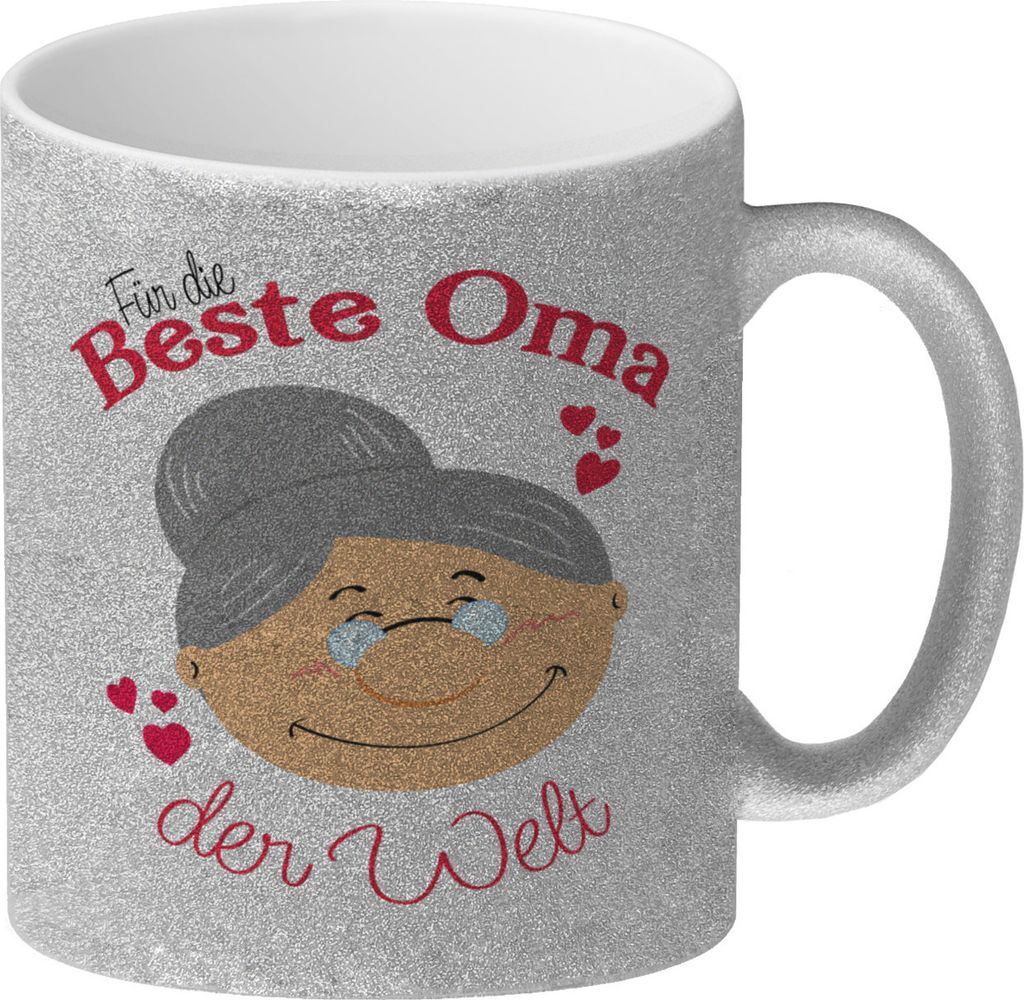 Für die beste Oma der Welt Glitzer-Kaffeebecher Großmutter