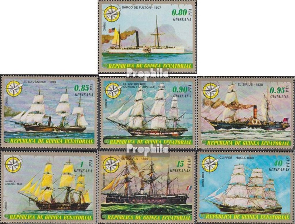 Briefmarken Äquatorialguinea 1976 Mi 998-1004 (kompl.Ausg.) postfrisch Schiffe