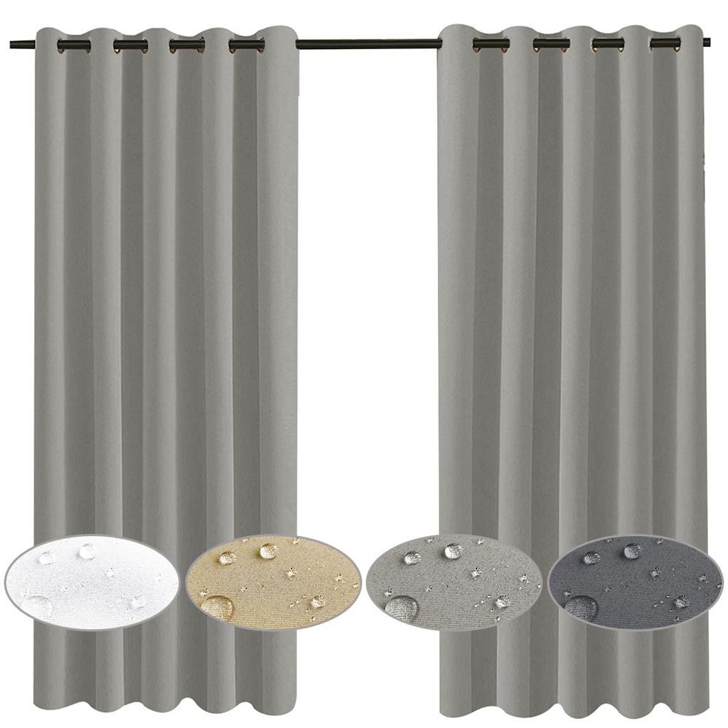 1 Stück Outdoor Vorhang Wetterfest Mit Ösen Gardinen Blickdicht Verdunklungsvorhang, Außen Garten Wasserdicht Thermovorhang, 132x274cm, Farbe: Grau