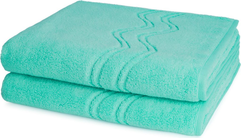 Ross Cashmere feeling 2 X Duschtuch im Set Walkfrottee aus Baumwolle 520 g/m², Weich saugstark mit Aufhänger Kordel, Wellenmuster und gewebte Bor...