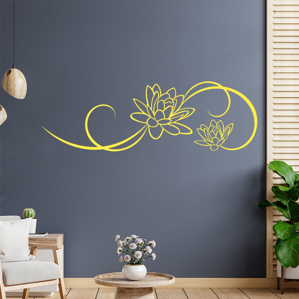 Blume - Linien Wandtattoo in 6 Größen - Wandaufkleber Wall Sticker - Dekoration, Küche, Wohnzimmer, Schlafzimmer, Badezimmer