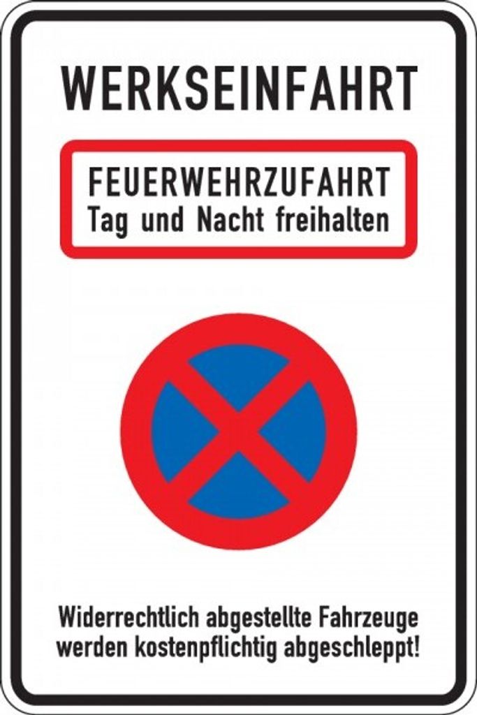 Dreifke Schild I Kombischild Werkseinfahrt Feuerwehrzufahrt..., Aluminium RA...