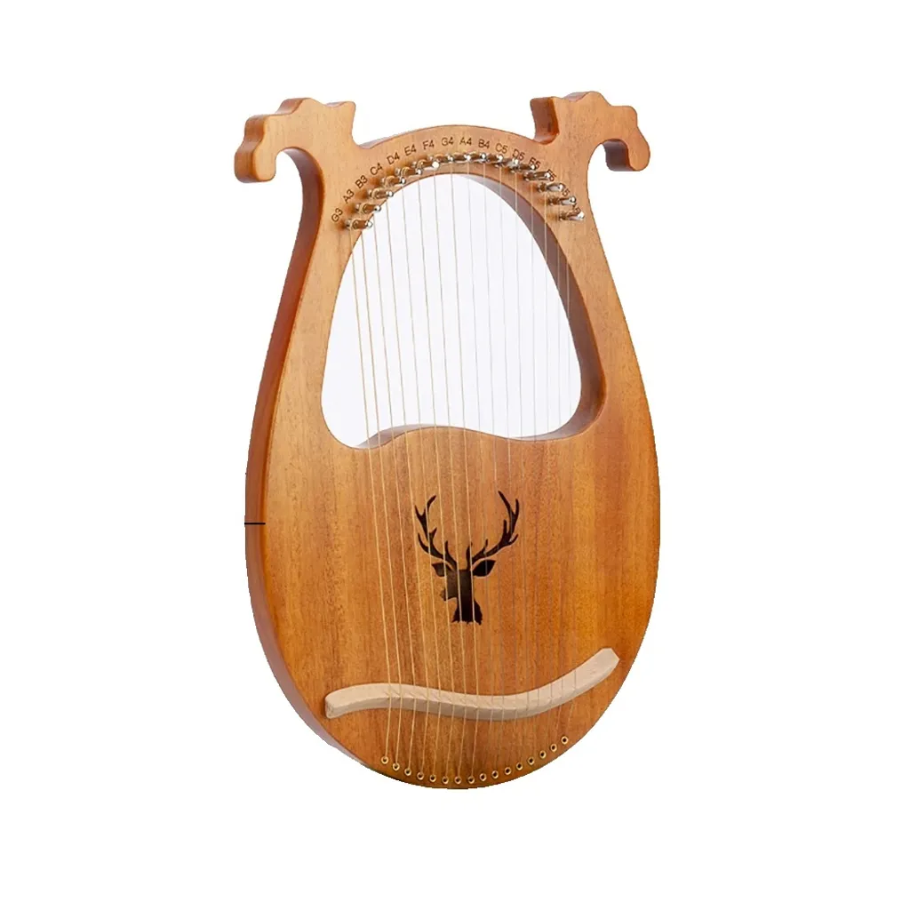 Harpe lyre en acajou robuste : accordage stable avec 16 cordes acier