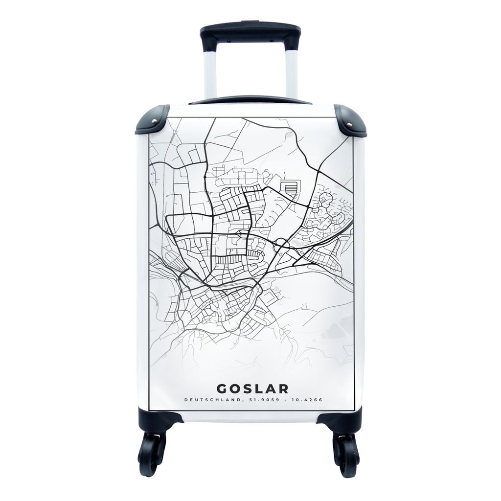 MuchoWow Koffer Handgepäck Trolley Rollkoffer Kleine Reisekoffer mit 4 Rollen - Karte - Goslar - Stadtplan - Cabin Size < 55x40x23 cm & 55x40x20...