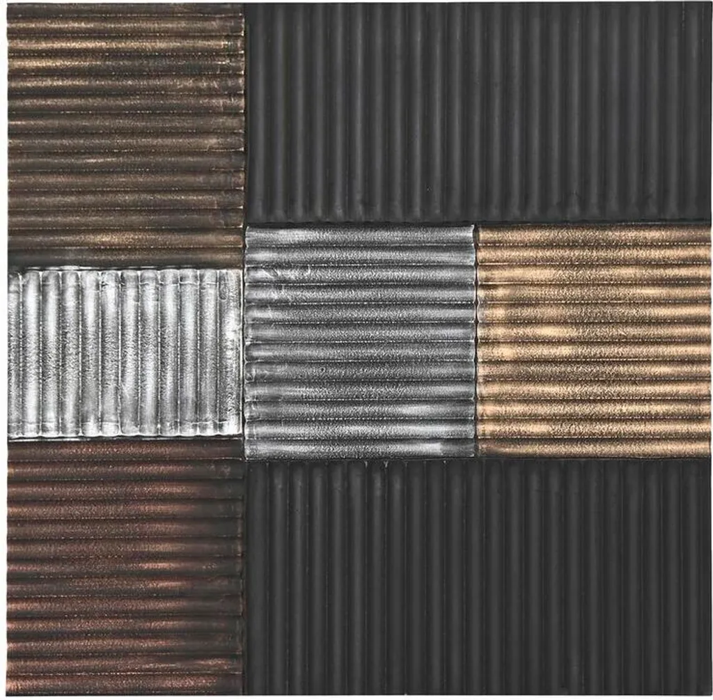 Tableau mural moderne en bois MDF Noir et Or carré - Style contemporain