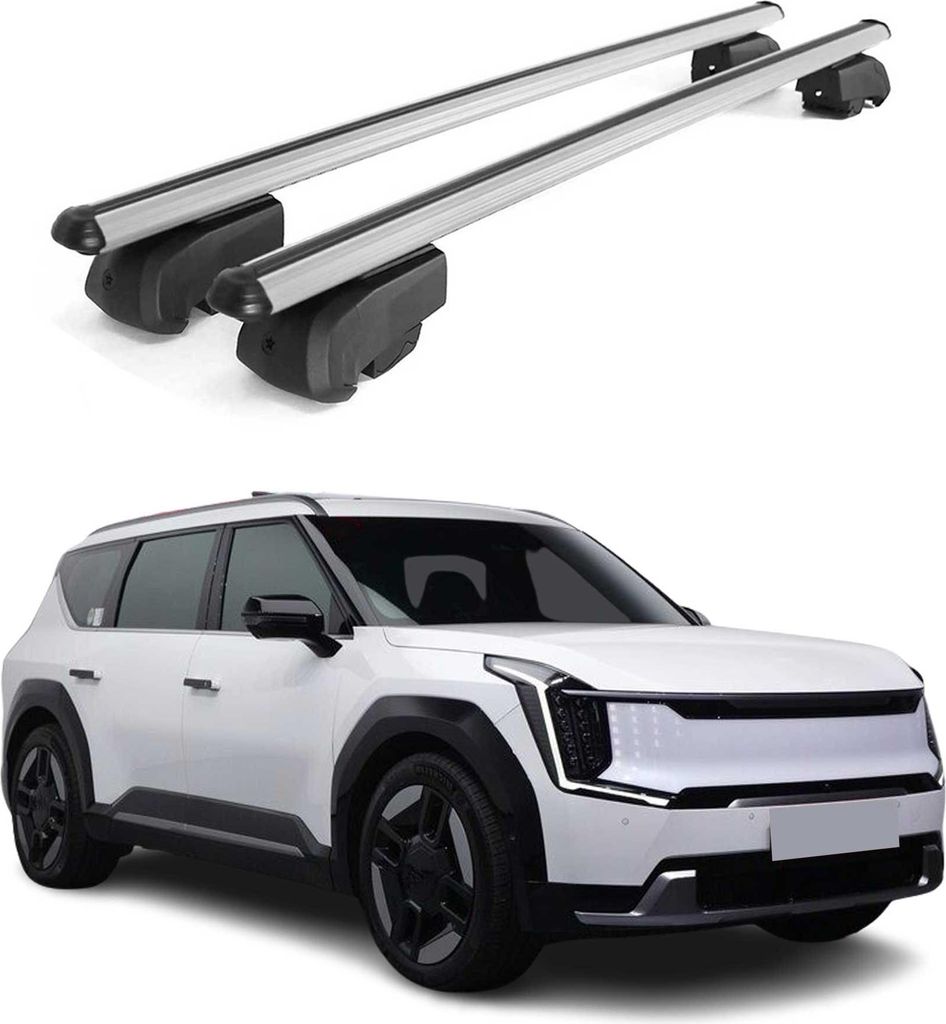 Dachträger Grundtäger für Kia EV9 2023-2025 75kg Aluminium Silber 2 tlg