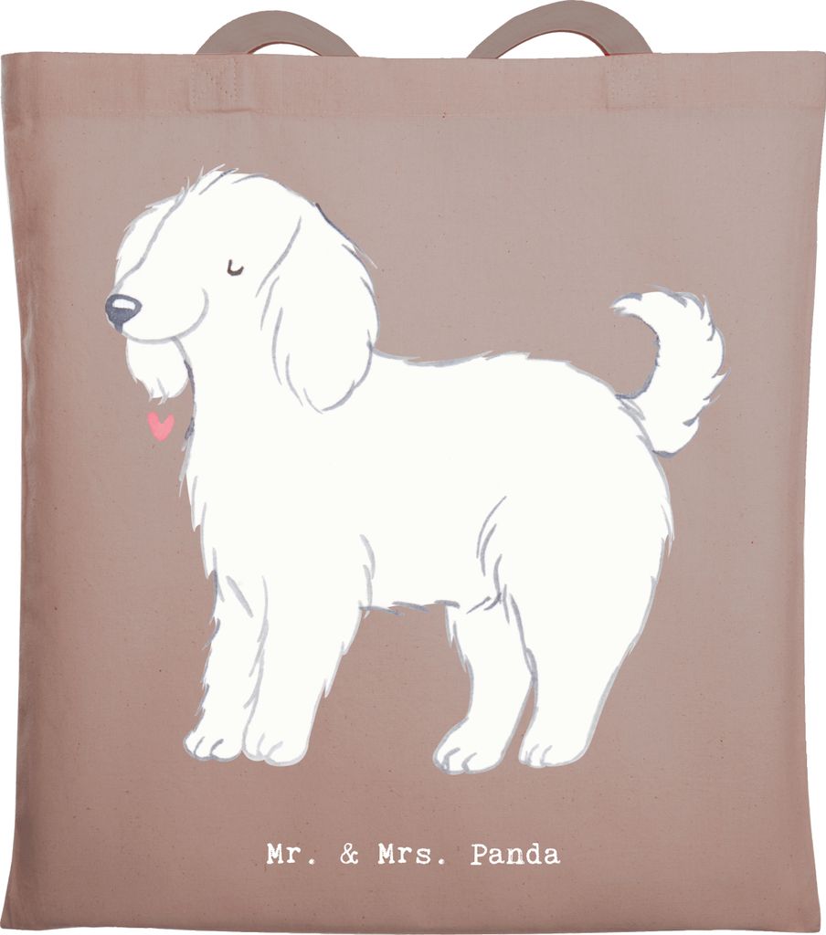 Mr. & Mrs. Panda Tote Bag Bologneser Moment - Braun Pastell - Geschenk, Schultasche, totebag, Unitasche, Jutebeutel, Tasche