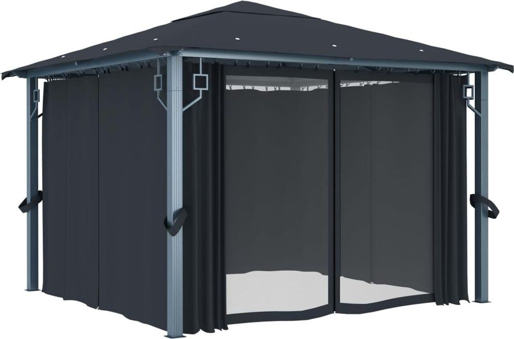 vidaXL Pavillon mit Vorhängen 300×300 cm Anthrazit Aluminium