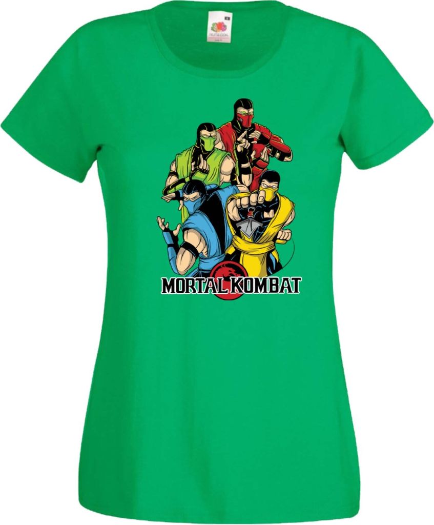 Damen T-Shirt Mortal Kombat Sub-Zero Reptile Scorpion Var-007, Lady 2XL / Grün