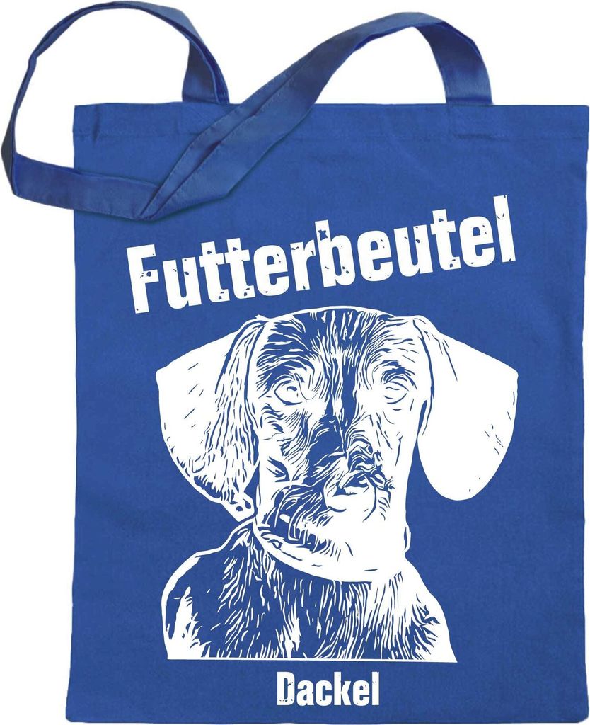 Kiwistar Futterbeutel - Dackel - Einkaufsbeutel mit Motiv Hund - Jutebeutel bedruckt - Tragetasche Stoffbeutel Umhängetasche Langer Henkel - Beute...