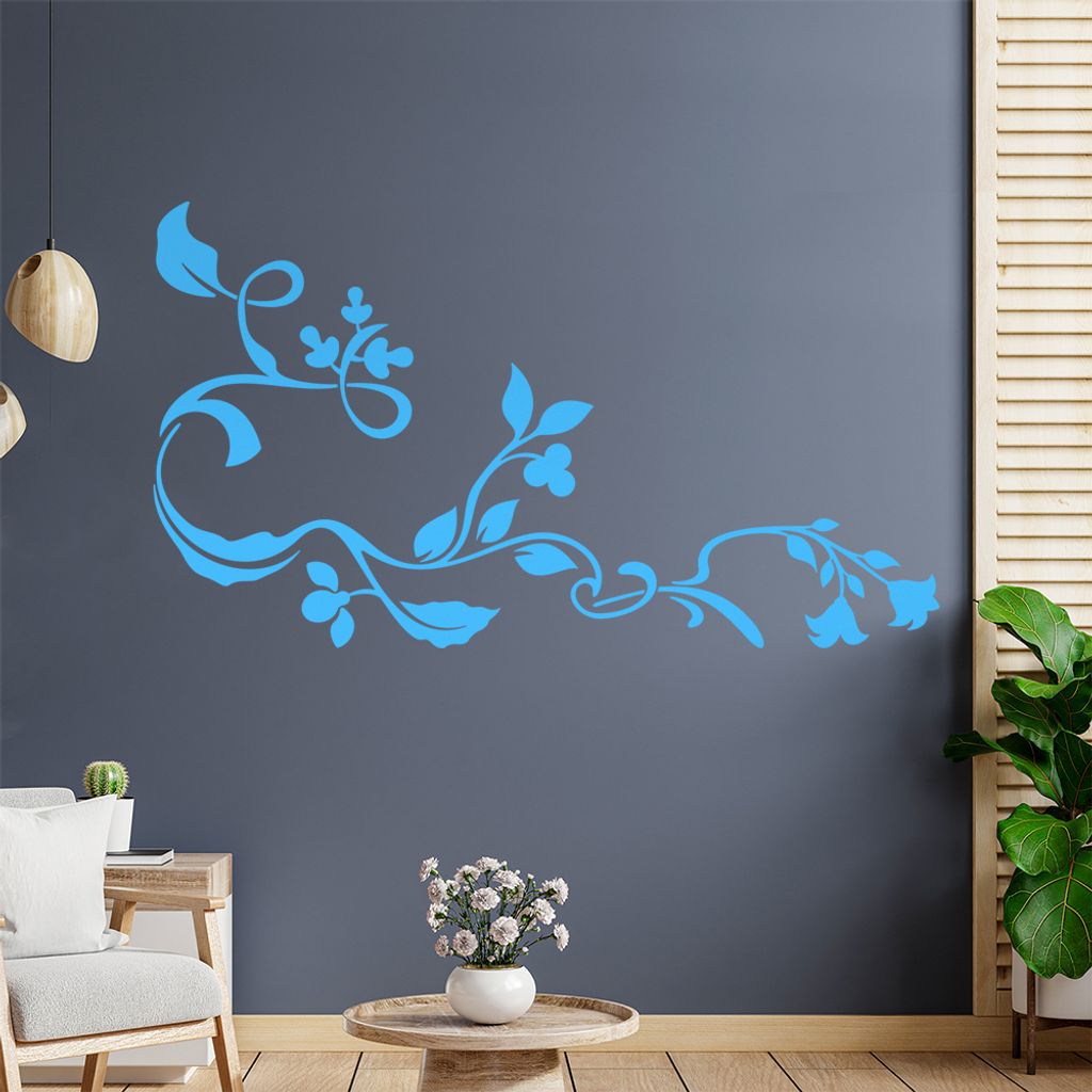 Eckeornament -Blüten - Ornament Wandtattoo in 6 Größen - Wandaufkleber Wall Sticker - Dekoration, Küche, Wohnzimmer, Schlafzimmer, Badezimmer