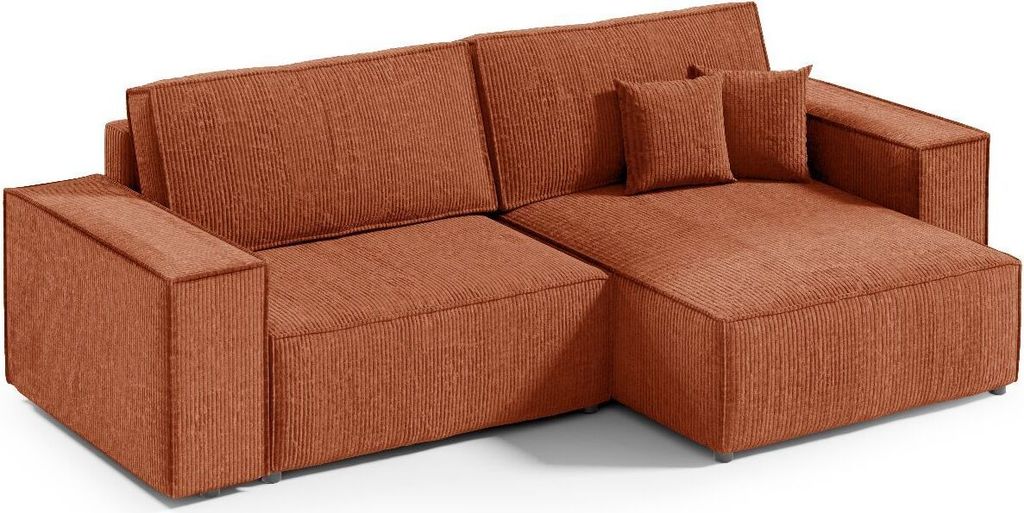 KEF Ecksofa Porto – L-Form Mini – 257x85x148 cm – Mit Schlaffunktion – Liegefläche 135x200 cm – Universell Rechtsseitig und Linksseitig...