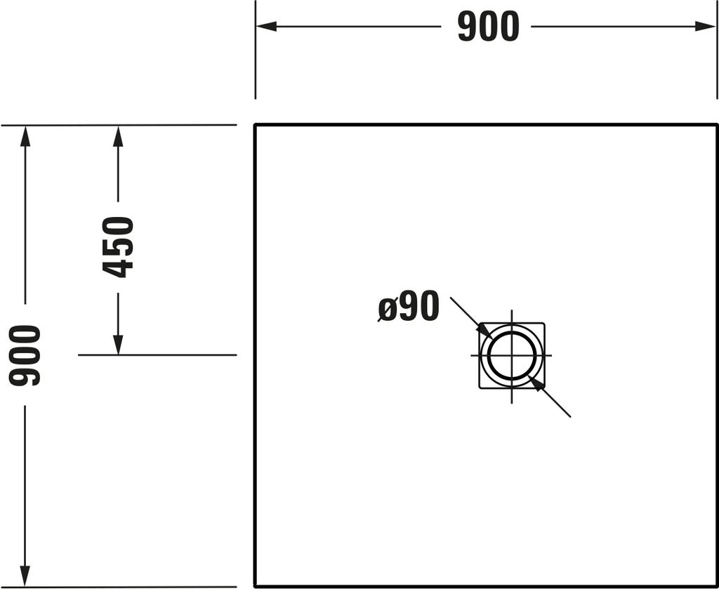 Duravit DuraBayas Duschwanne quadratisch - Mineralguss - 90 x 90 x 2,5 cm, Farbe:Weiß matt