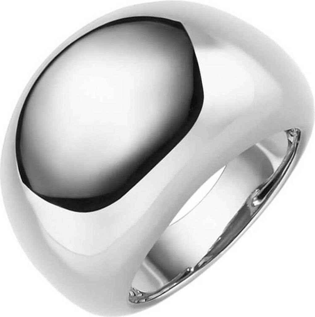 Ring mit Wölbung aus 585 Gold Weißgold Breite 17mm Tiefe 7mm glatt glänzend Innenumfang 54mm Ø17.2mm