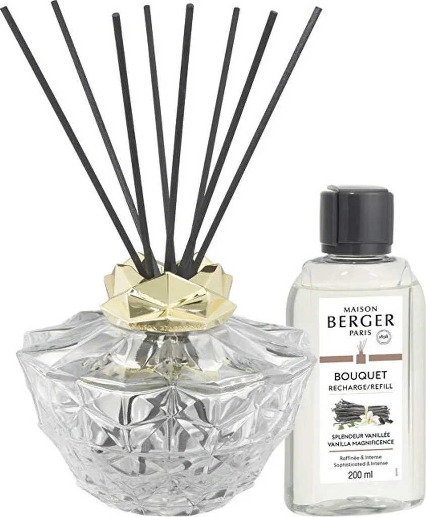 Diffusore Ambiente Kali Trasparente + Ricarica Vaniglia 200ml Maison Berger