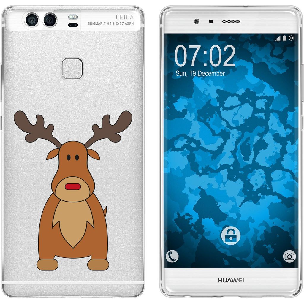 PhoneNatic Case kompatibel mit Huawei P9 Silikon-Hülle X Mas Weihnachten Rentier M3