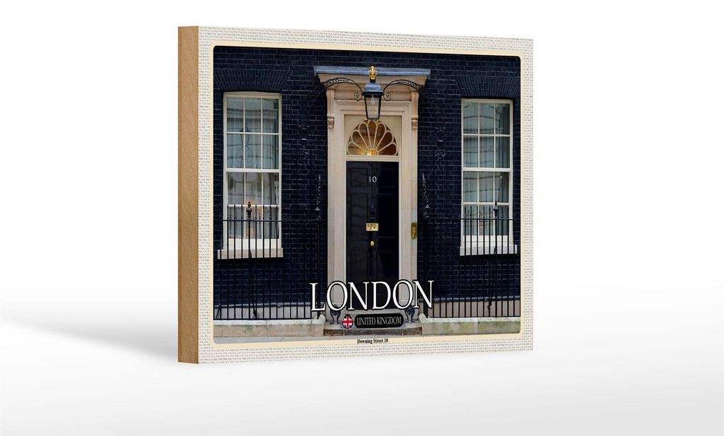 Holzschild Städte England UK Downing Street 10 18x12 cm Dekoration