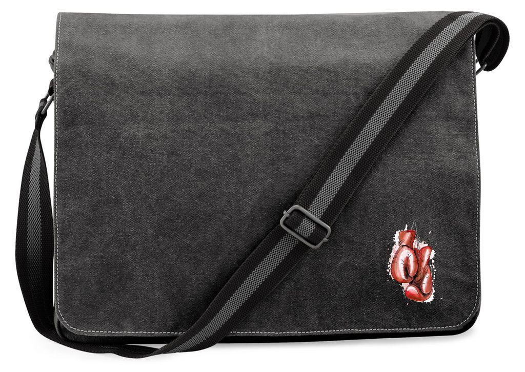 Huuraa Umhängetasche Boxhandschuh Comic 14 Liter Black Canvas Laptoptasche Geschenkidee