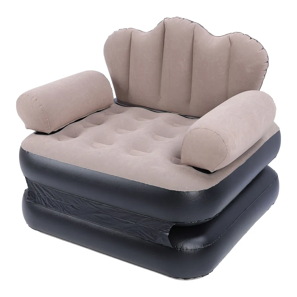 Canapé-lit gonflable en PVC café, matelas pneumatique pliable 190x140cm
