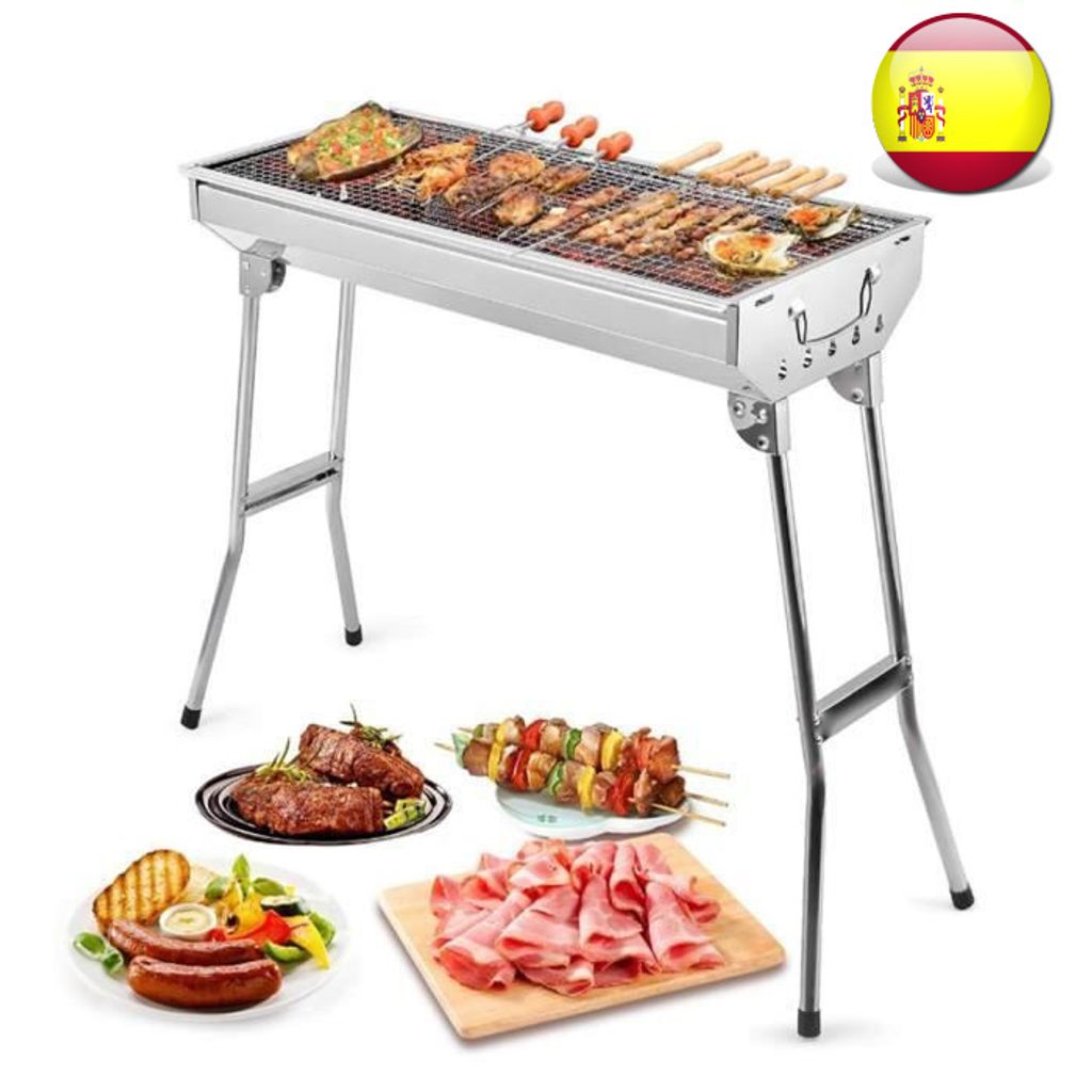 Tragbarer Holzkohlegrill, Klappbarer Grill Aus Edelstahl, Campinggrill Für 5-10 Personen Für Gartenterrasse Camping Picknick 73x33,5x70cm