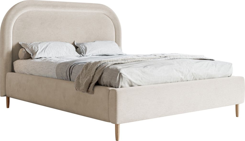 Selsey LOREO - Polsterbett mit wasserfestem Samtbezug in Greige, 160x200 cm