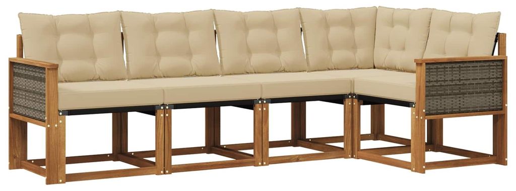 vidaXL Outdoor-Sofagarnitur mit Kissen 5 pcs Natur und Beige