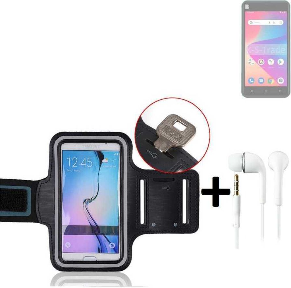 TOP SET kompatibel mit BLU Studio X10L 2022 Neopren Jogging Armband Sportarmband Oberarmband kompatibel mit BLU Studio X10L 2022 schwarz mit Reflektor