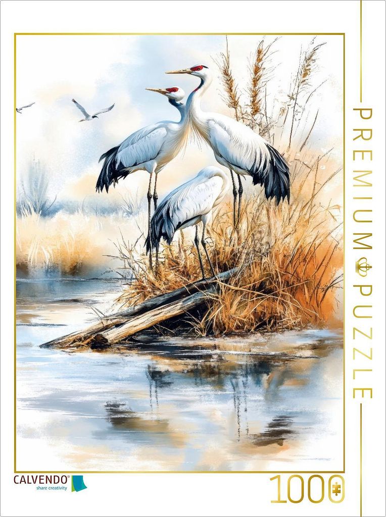 CALVENDO Puzzle Kraniche | 1000 Teile Lege-Größe 64x48cm Foto-Puzzle für glückliche Stunden