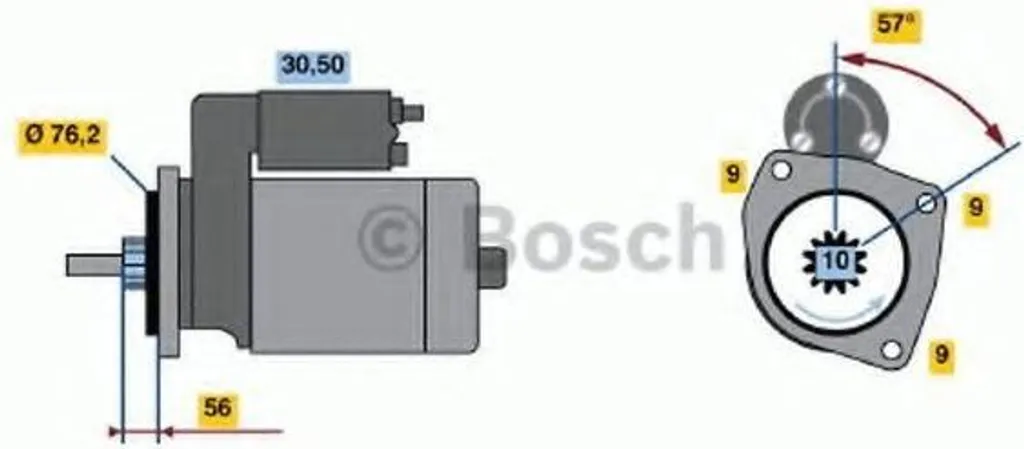 Démarreur de remplacement BOSCH 12V pour utilitaire T4 VW